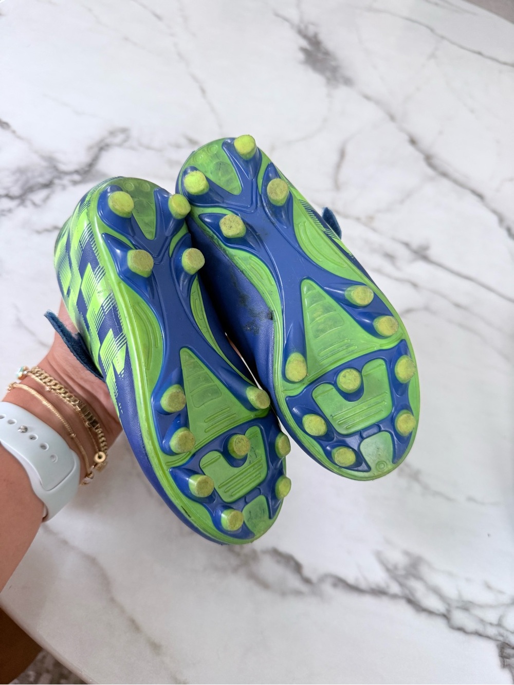 Stride Rite Kids Soccer Cleats - Blue and Lime - Picture 10 of 11